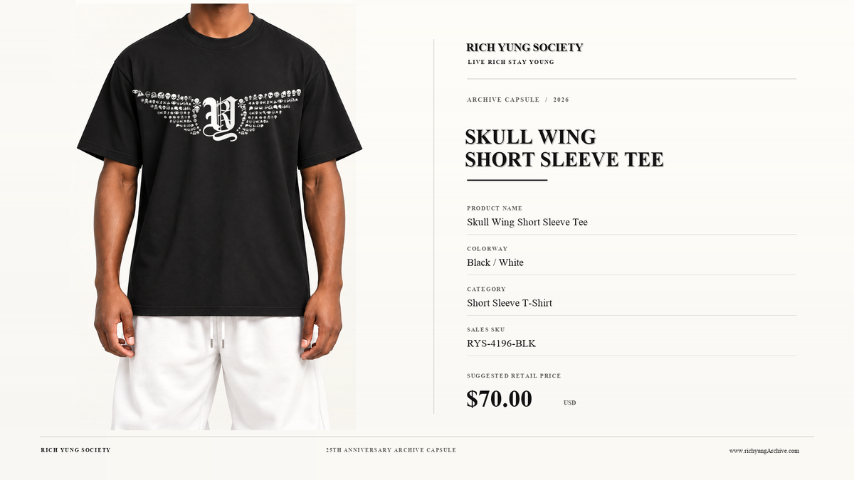 Skull Wing Short Sleeve Tee — Black / White