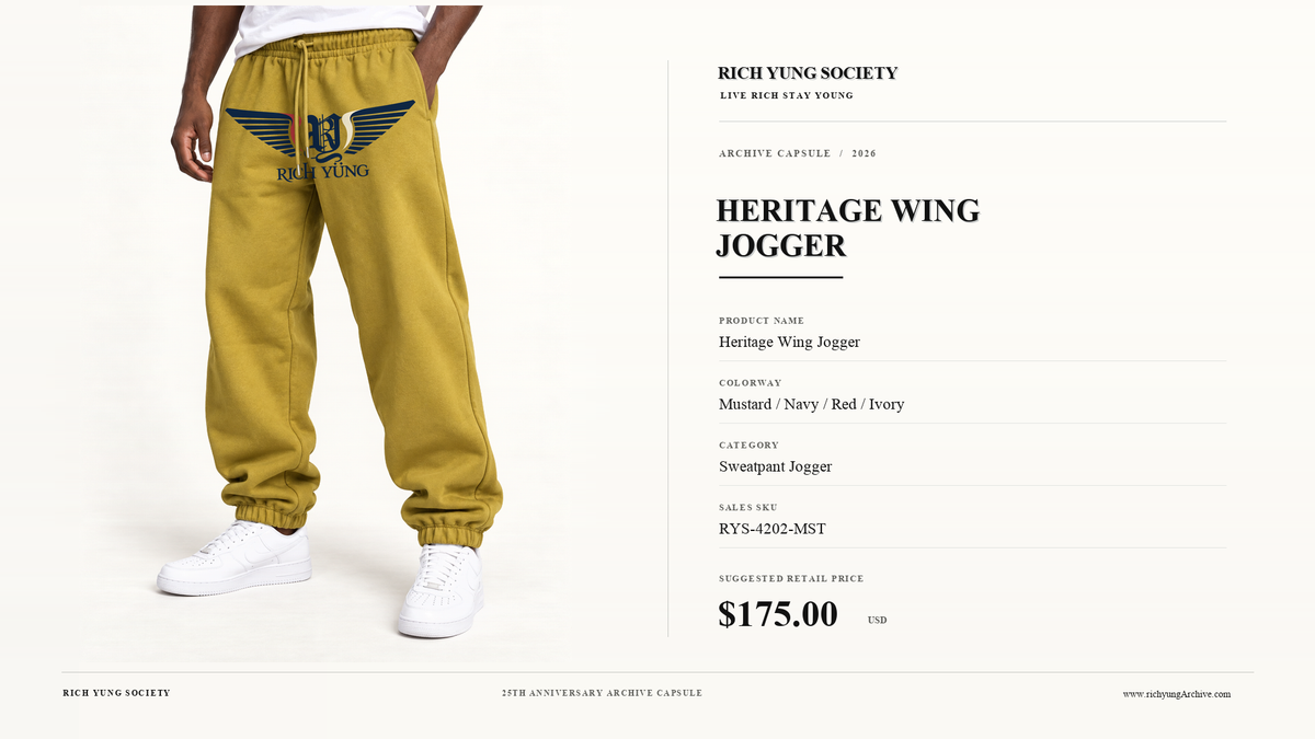 Heritage Wing Jogger — Mustard / Navy / Red / Ivory