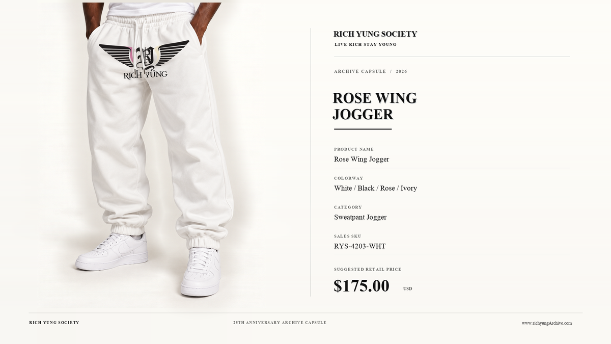 Rose Wing Jogger — White / Black / Rose / Ivory