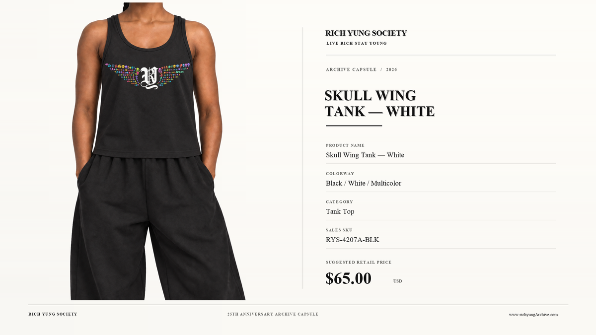 Skull Wing Tank — White — Black / White / Multicolor